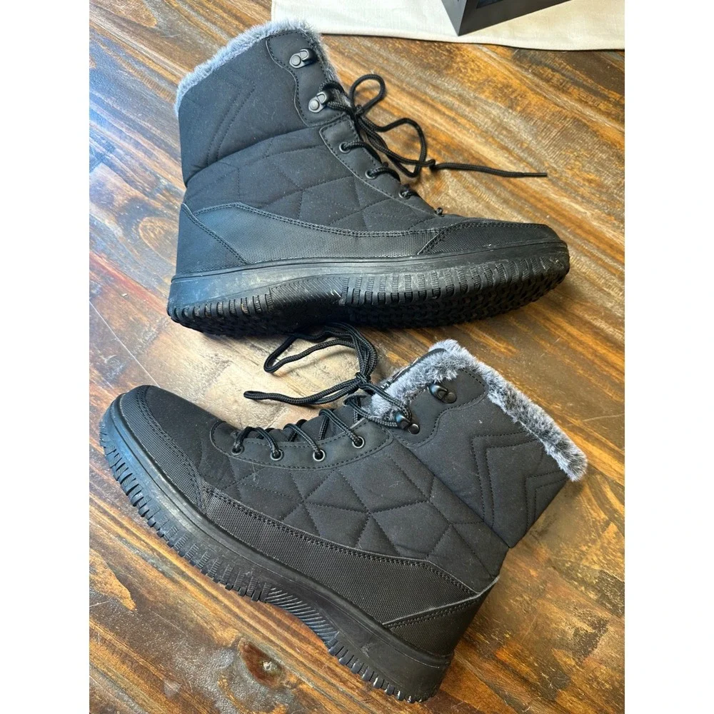 Tamarack Womens Black Quilted Snow Boot 3M Thinsulate Faux Fur SC-122121-W-BK 10